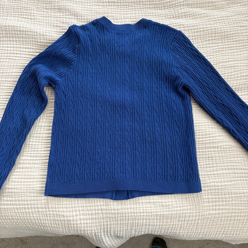 NIC+ZOE Textured Snap Cardigan Womens Size Small Blue Button Front Cable Knit - Picture 6 of 9